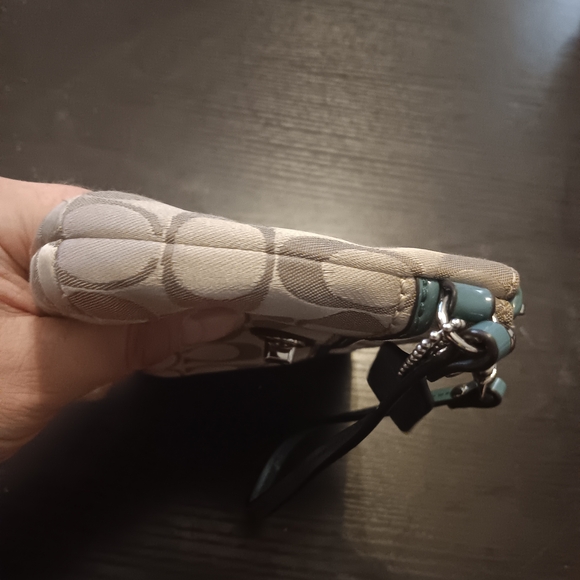 Coach Gray and Teal Wristlet Or Clutch - Picture 11 of 12